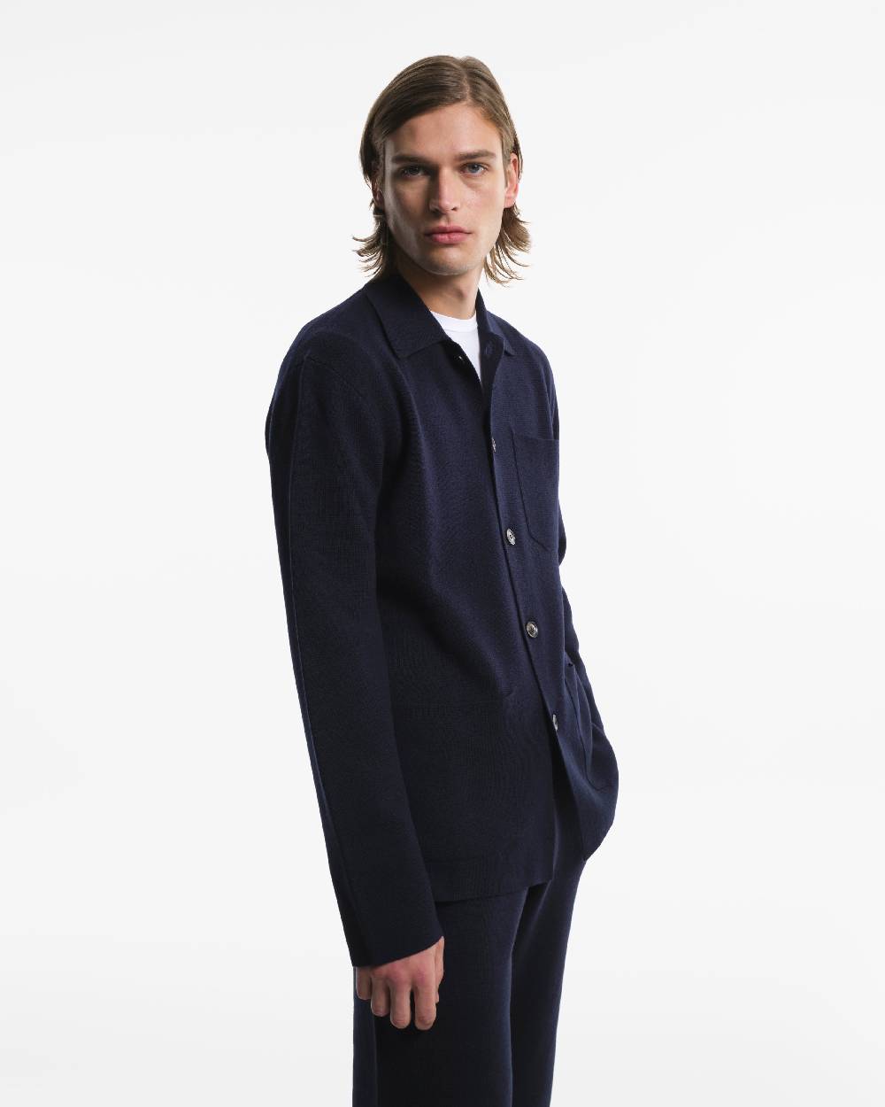 Piacenza 1733 Camicia in Lana blu Consegna Veloce