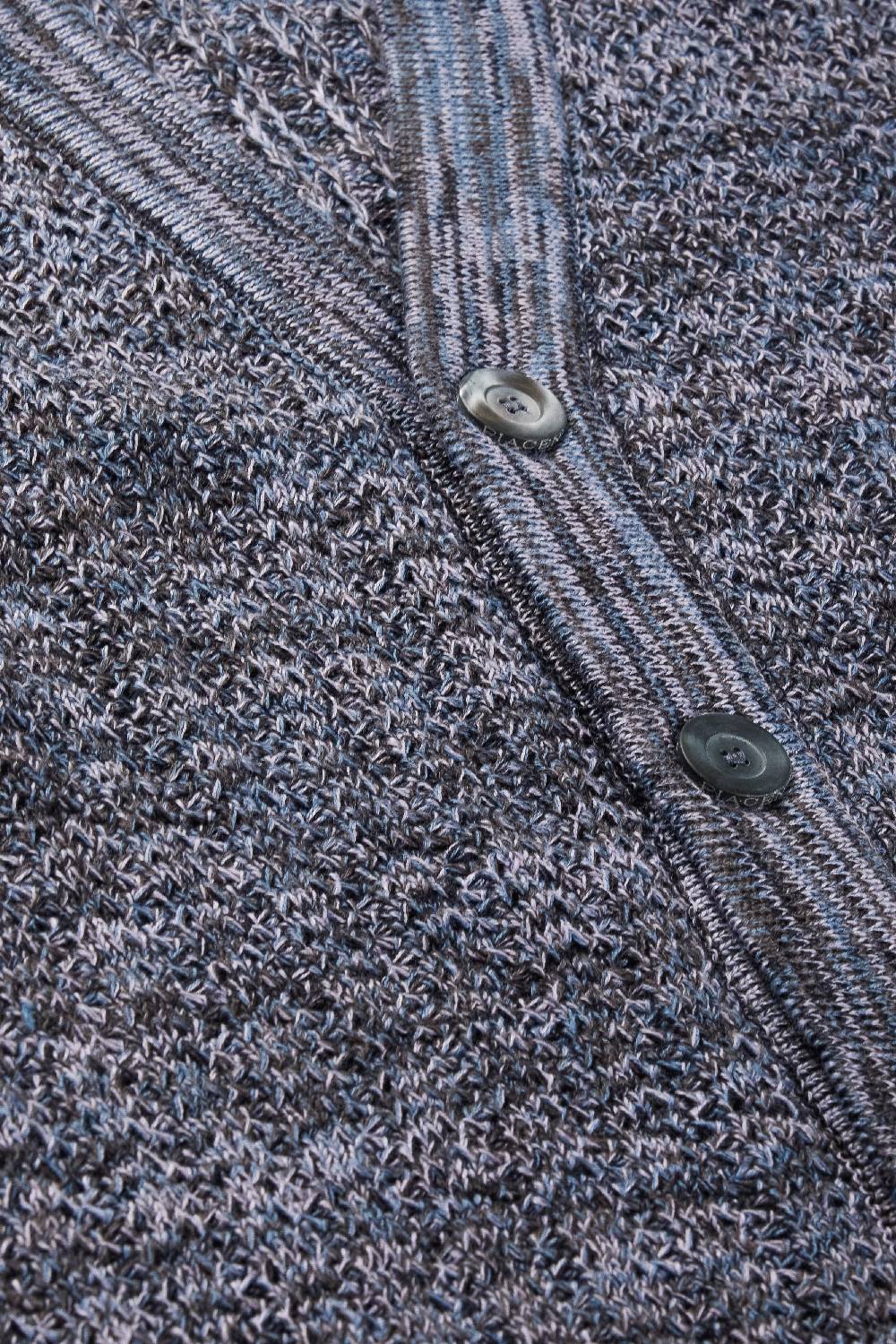 Piacenza 1733 Cardigan con bottoni moulinè lilla e blu Affare Del Giorno