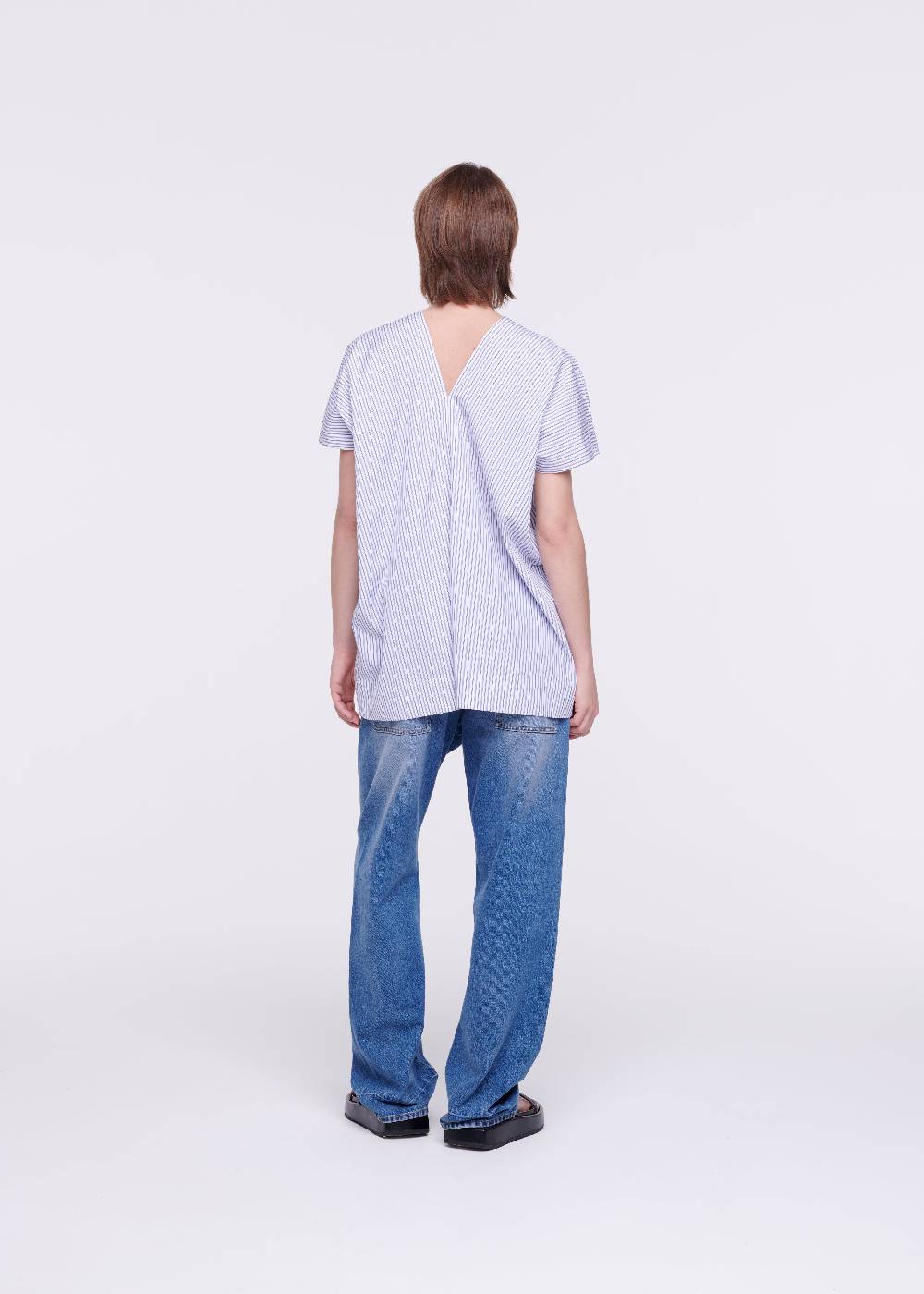 Plan C TOP A RIGHE IN COTONE CON SCOLLO A V Hotsell