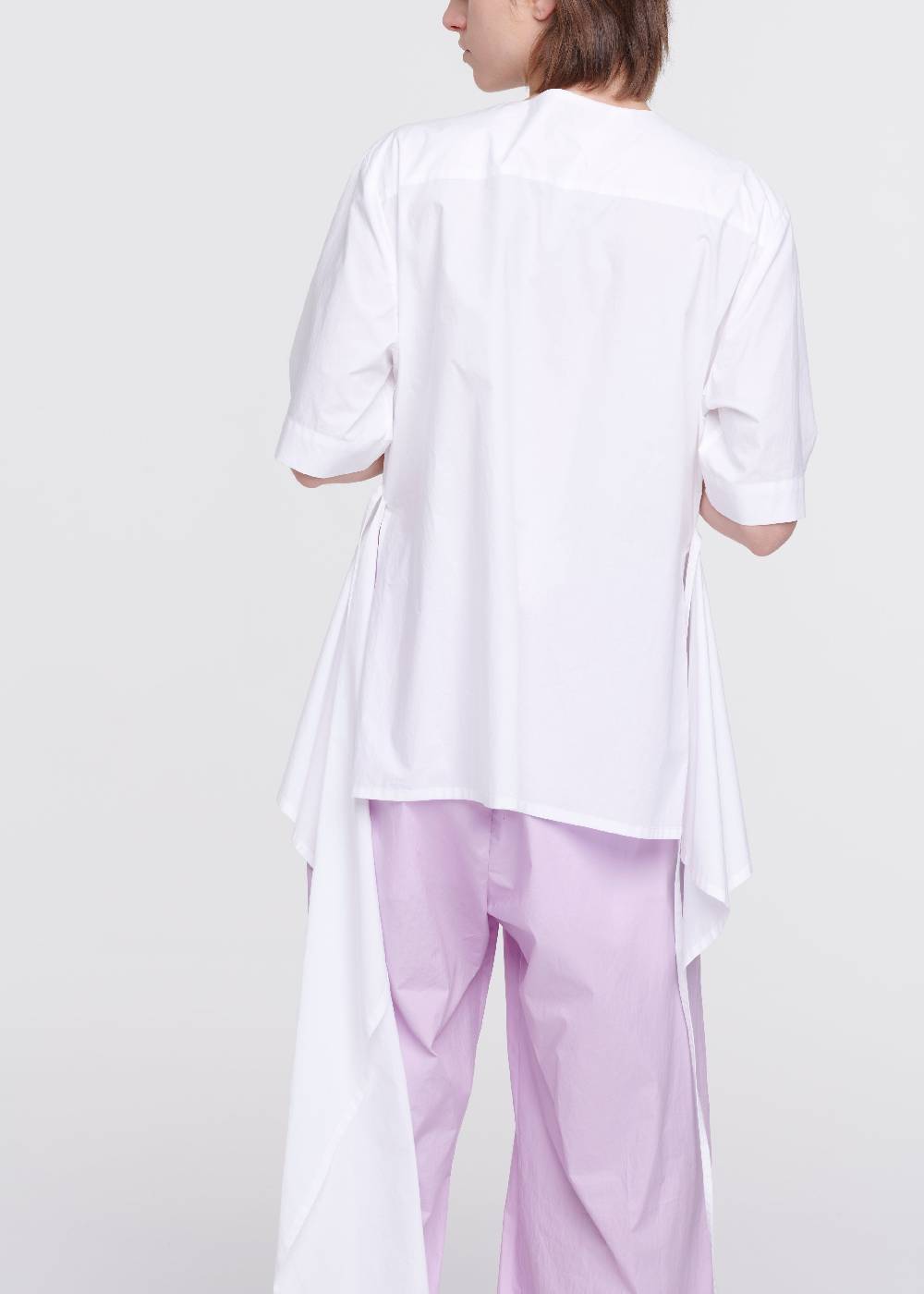 Plan C CAMICIA DI COTONE BIANCO CON STRASCICO Vendite Flash