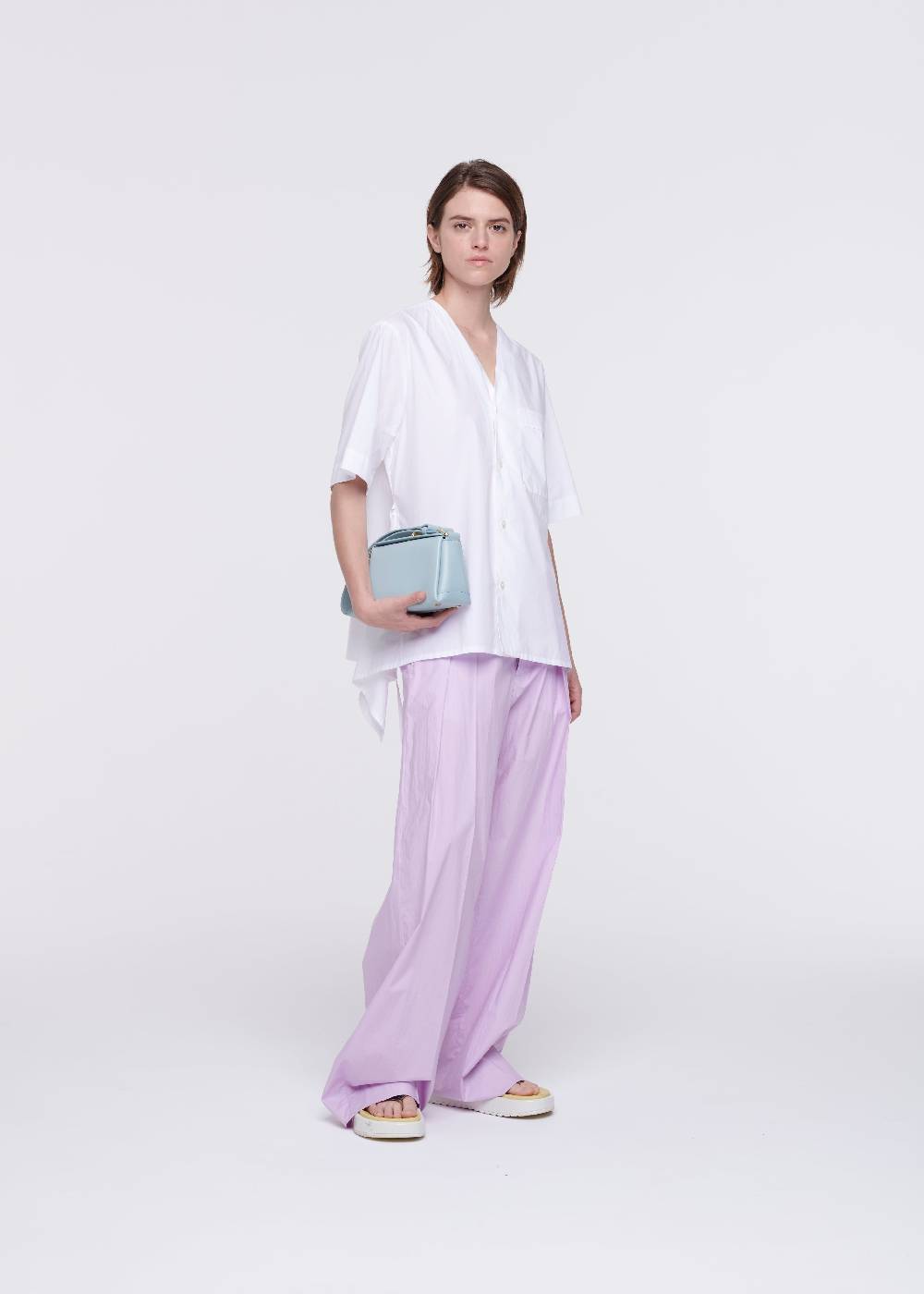 Plan C CAMICIA DI COTONE BIANCO CON STRASCICO Vendite Flash