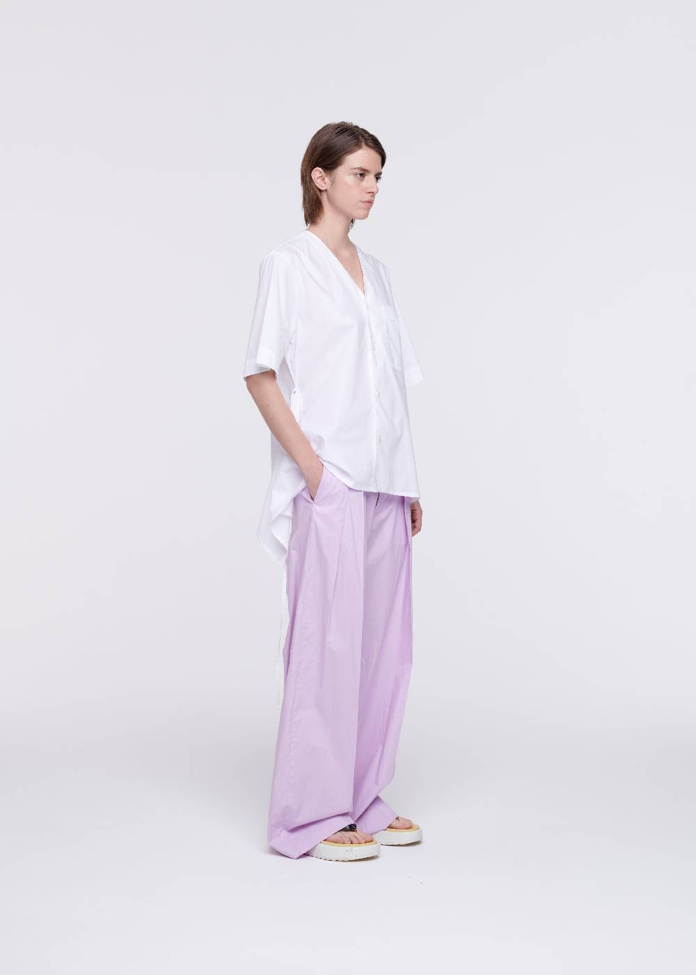 Plan C CAMICIA DI COTONE BIANCO CON STRASCICO Vendite Flash