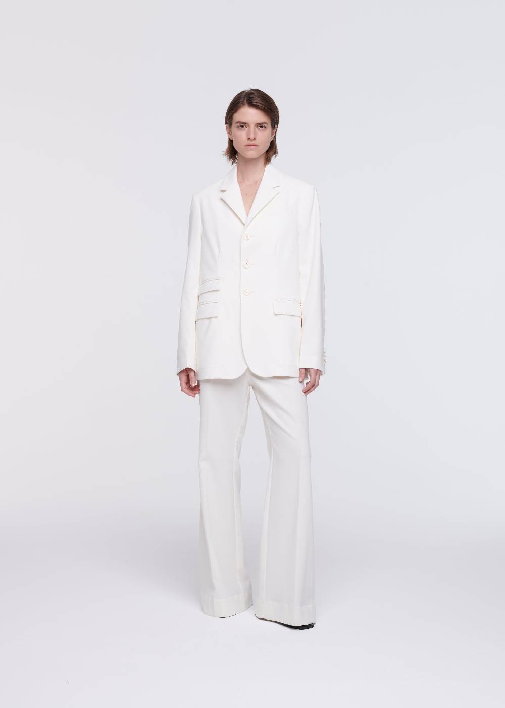 Plan C BLAZER COLOR BURRO IN CRÊPE DI COTONE Nuova