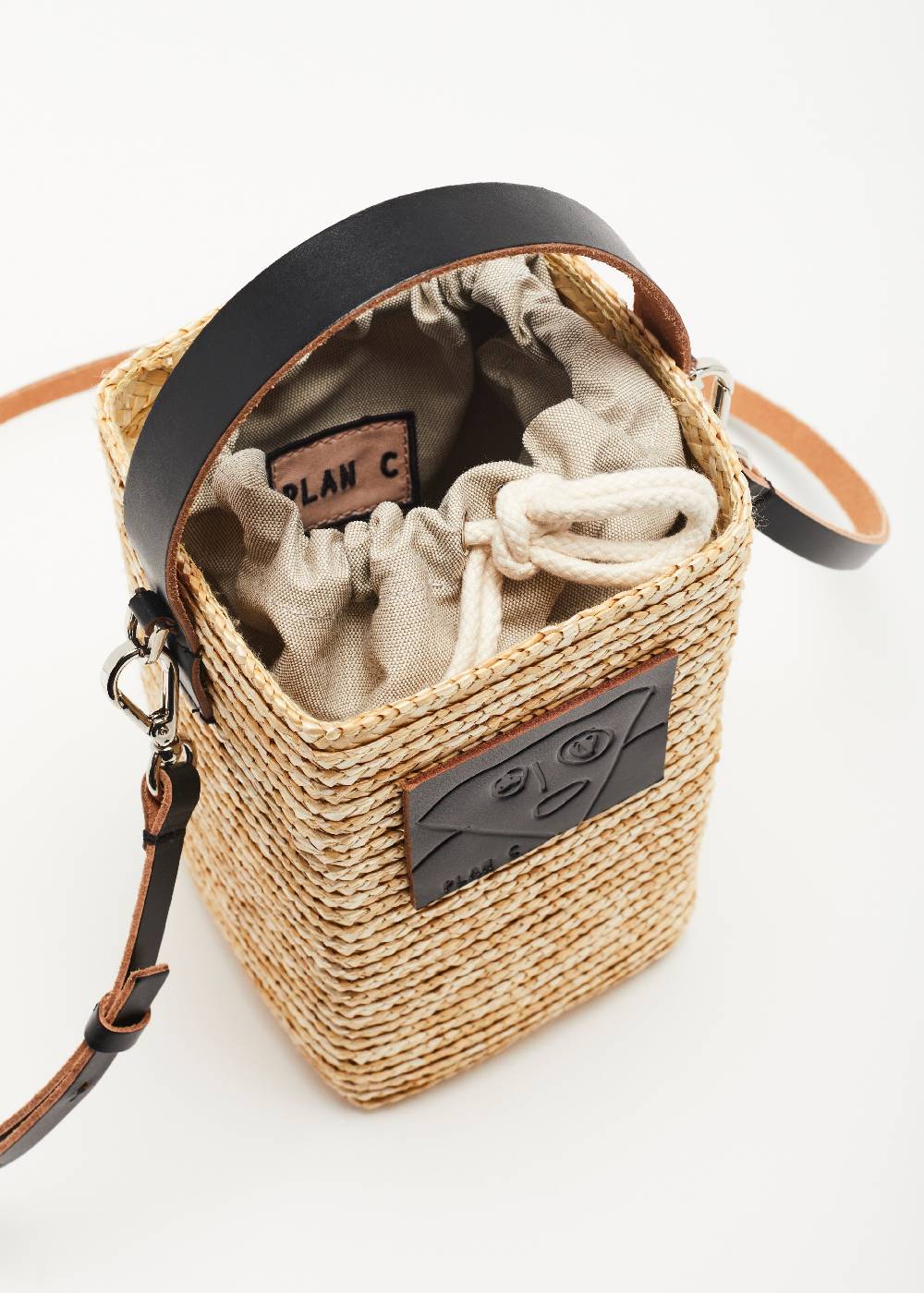 Plan C POUCH IN PAGLIA FIORENTINA "PILI E BIANCA" Moda