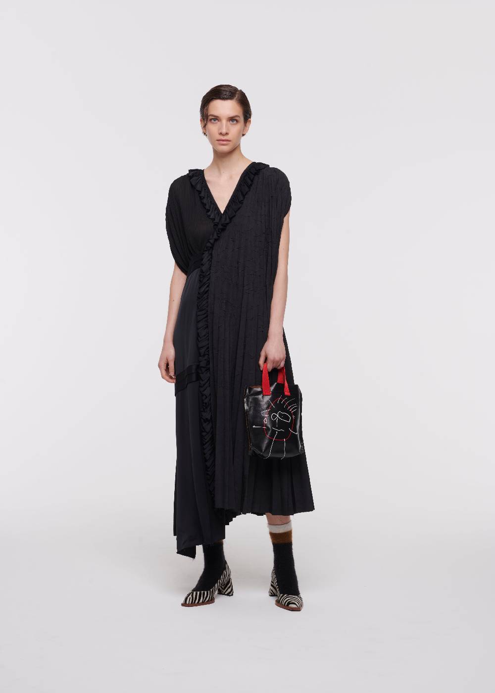Plan C SHOPPER NERA "PILI E BIANCA" MINI In Linea