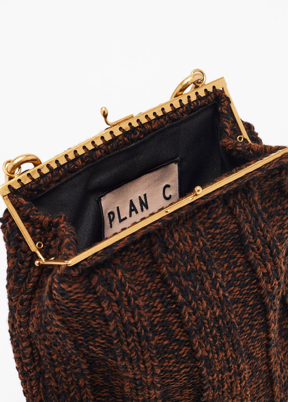 Plan C BORSA IN MAGLIA MARRONE MELANGE Soddisfazione Garantita