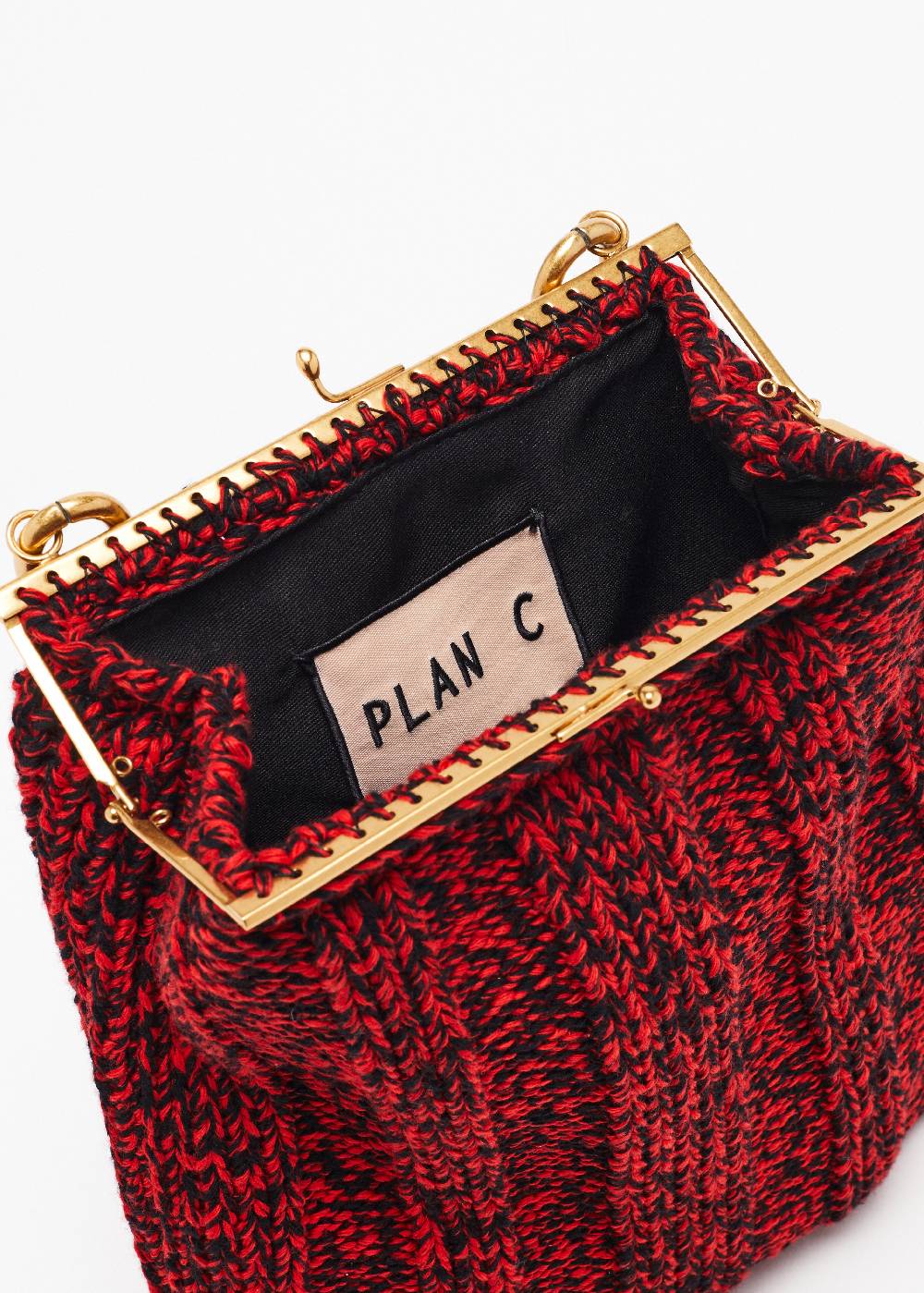 Plan C BORSA IN MAGLIA ROSSO MELANGE Qualità Garantita