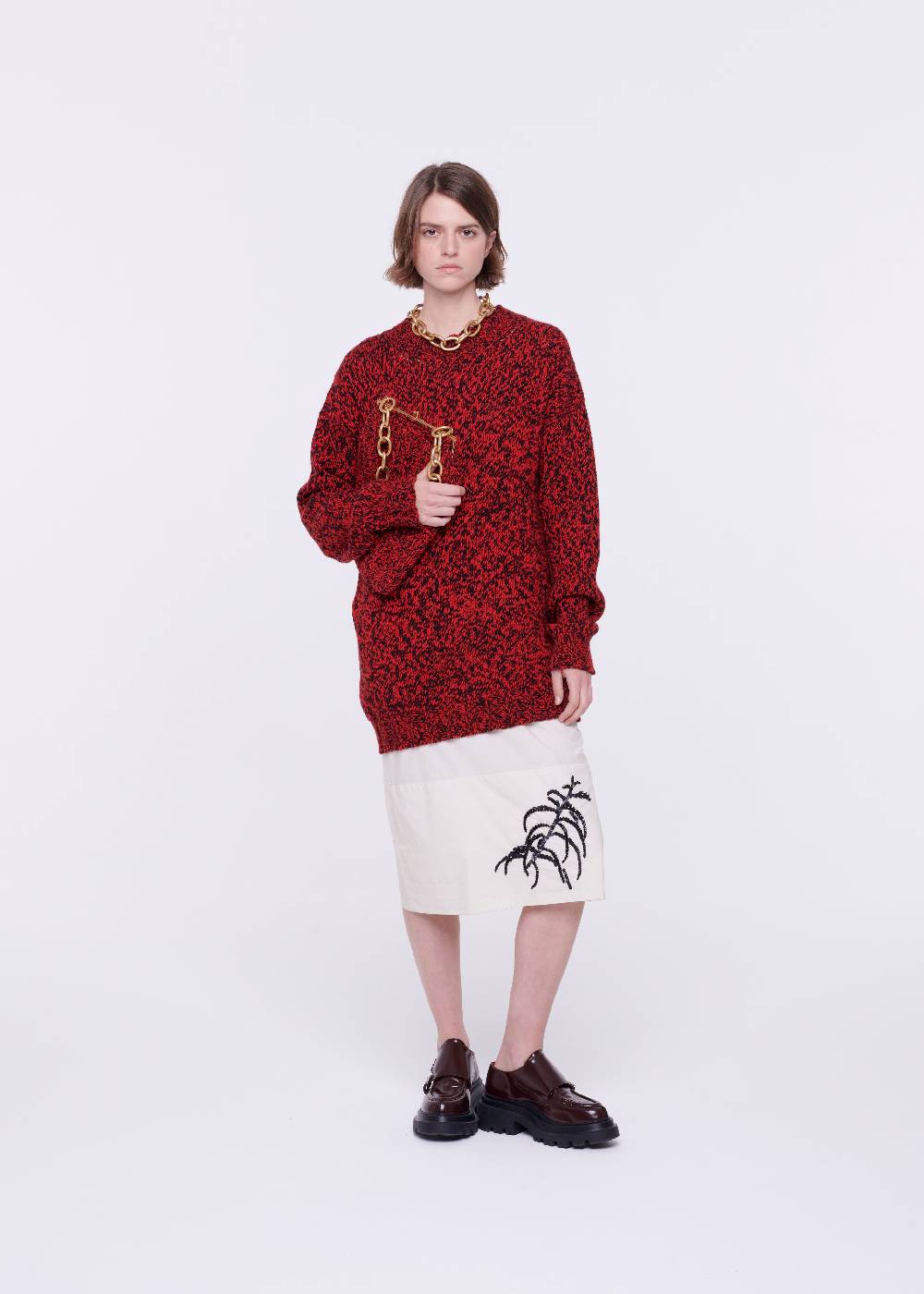 Plan C BORSA IN MAGLIA ROSSO MELANGE Qualità Garantita