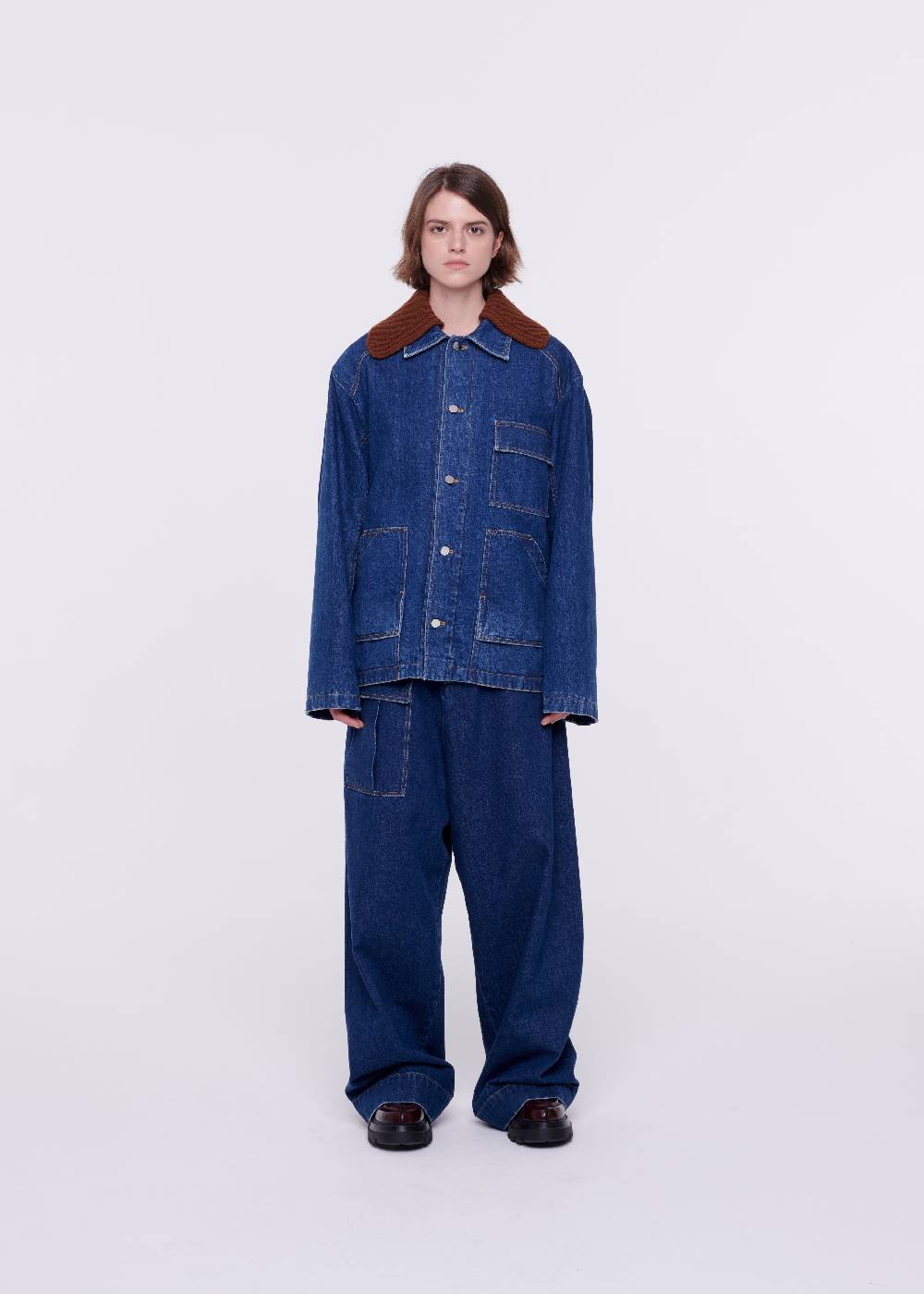 Plan C GIACCA IN DENIM CON COLLETTO IN MAGLIA REMOVIBILE Online