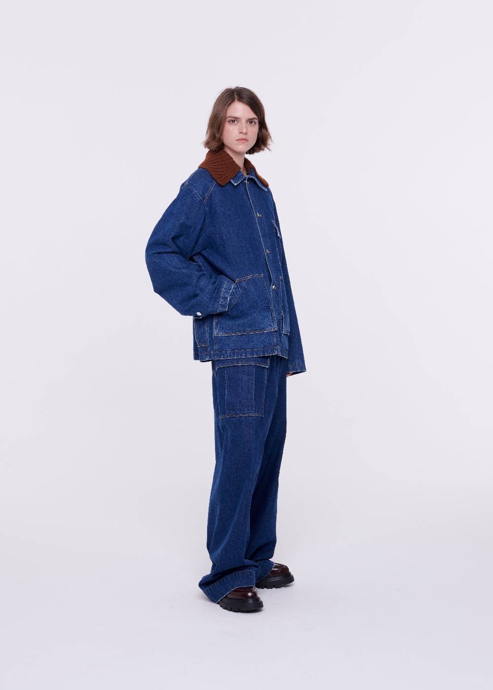 Plan C GIACCA IN DENIM CON COLLETTO IN MAGLIA REMOVIBILE Online