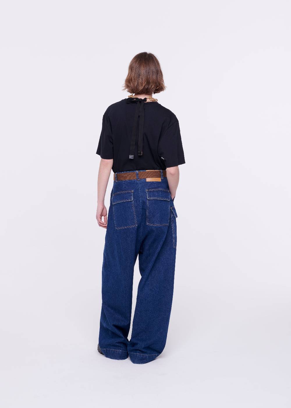 Plan C JEANS A GAMBA AMPIA CON CINTURA MARRONE Outlet