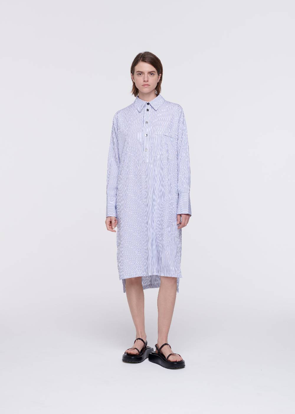 Plan C ABITO CAMICIA A RIGHE IN COTONE Saldi Di Fabbrica