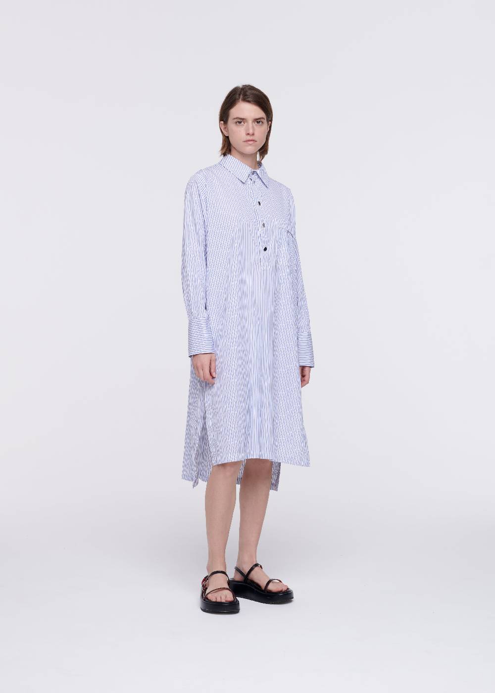 Plan C ABITO CAMICIA A RIGHE IN COTONE Saldi Di Fabbrica