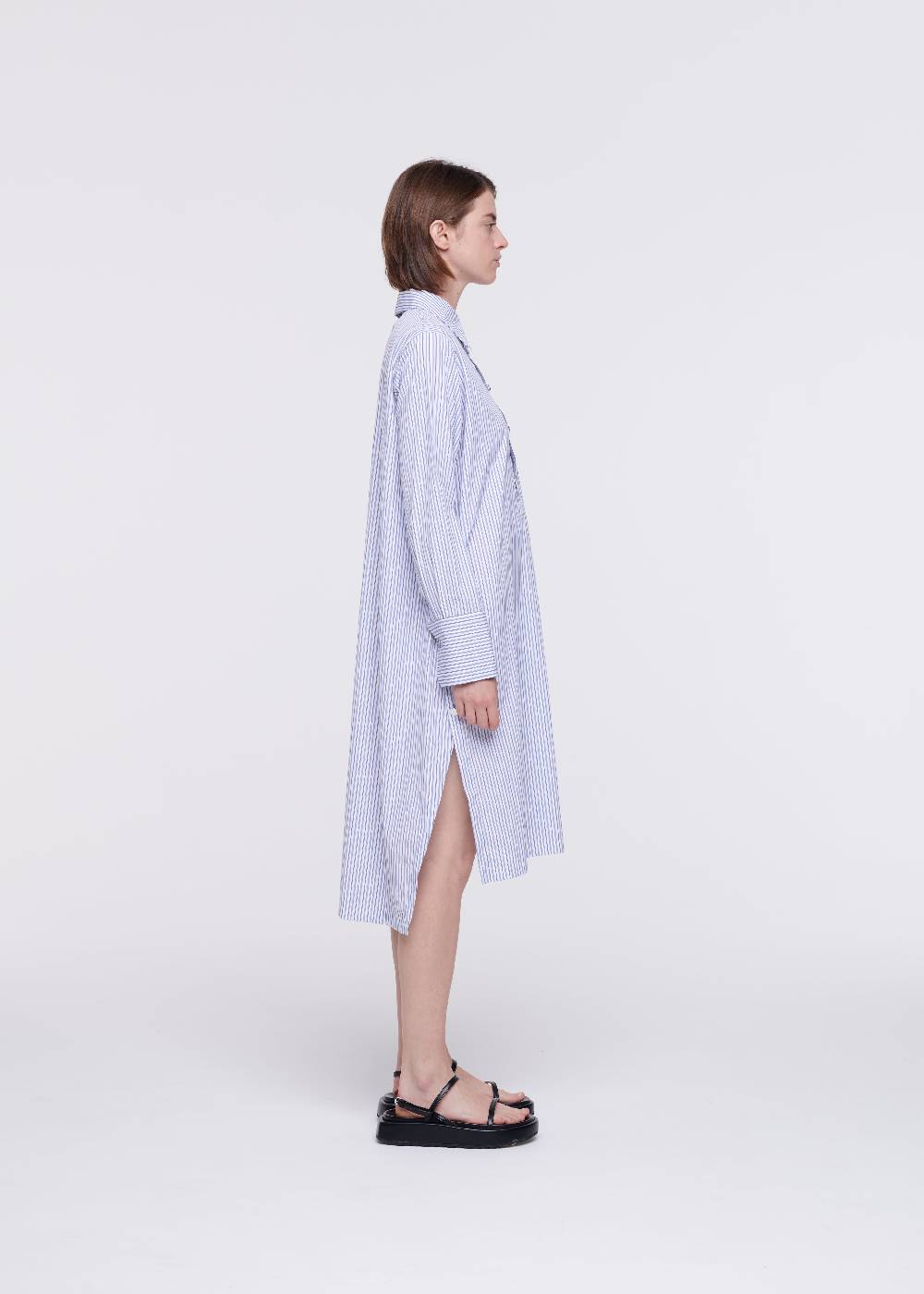 Plan C ABITO CAMICIA A RIGHE IN COTONE Saldi Di Fabbrica