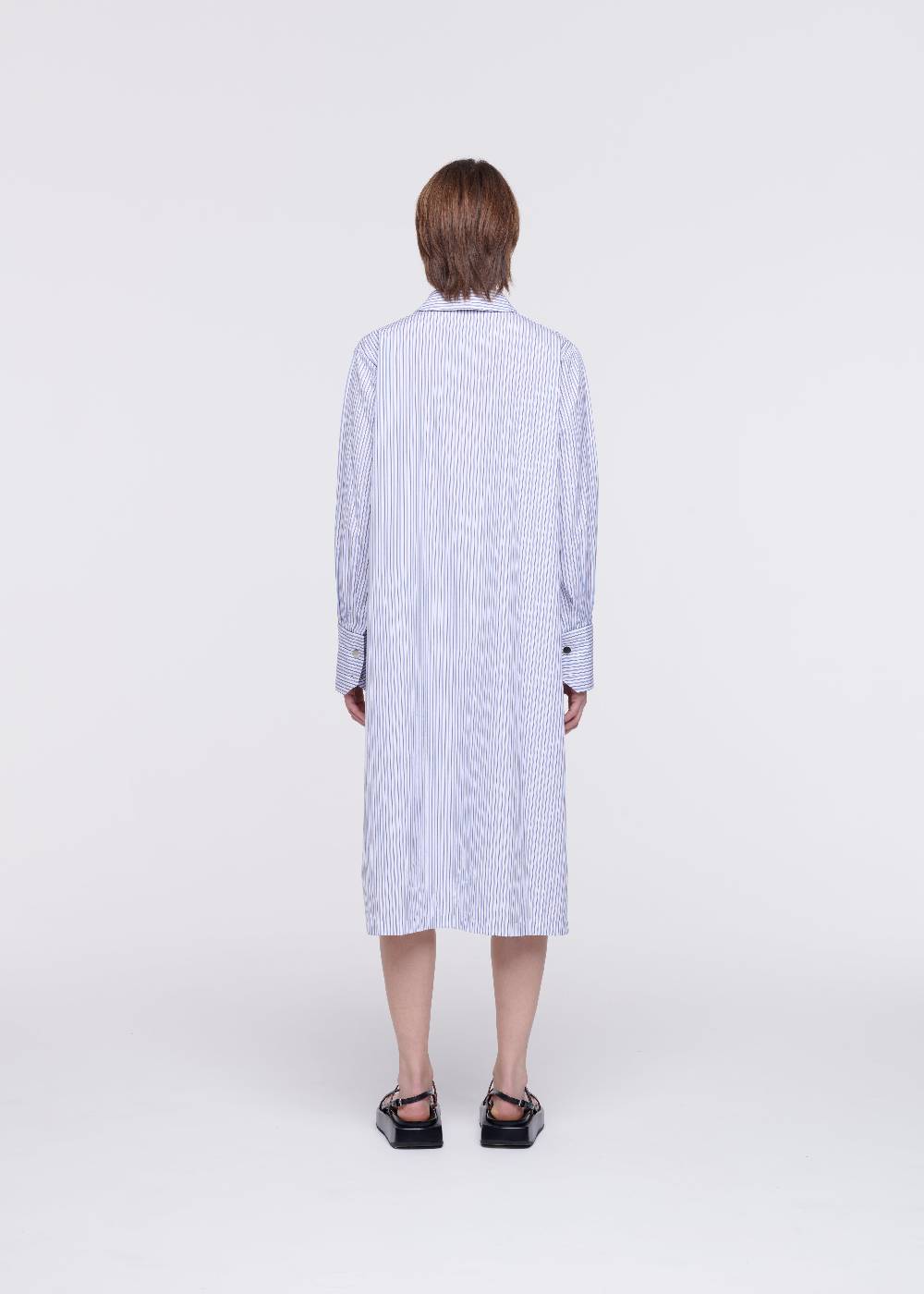 Plan C ABITO CAMICIA A RIGHE IN COTONE Saldi Di Fabbrica