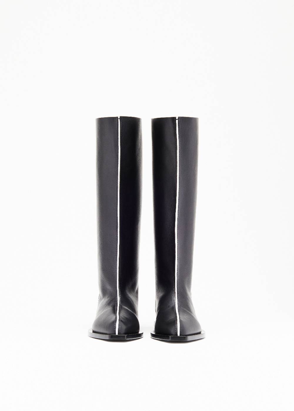 Plan C BLACK LEATHER HIGH BOOTS Sottocosto