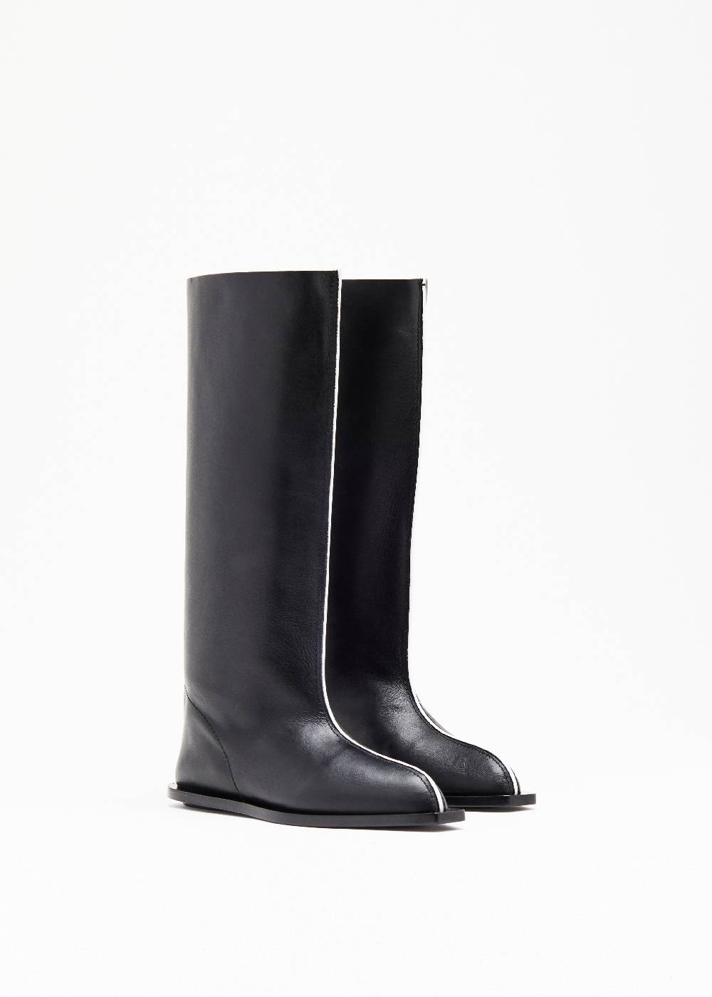 Plan C BLACK LEATHER HIGH BOOTS Sottocosto