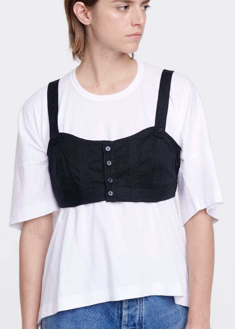 Plan C TOP A BUSTINO IN COTONE NERO Convenienza