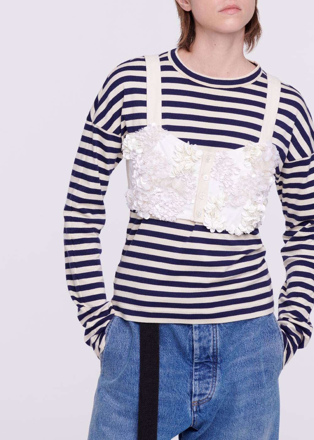 Plan C TOP A BUSTINO CON PAILLETTES COLOR CREMA Novità