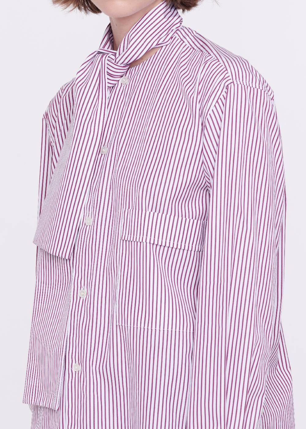Plan C CAMICIA DI COTONE A RIGHE CON FOULARD Presa
