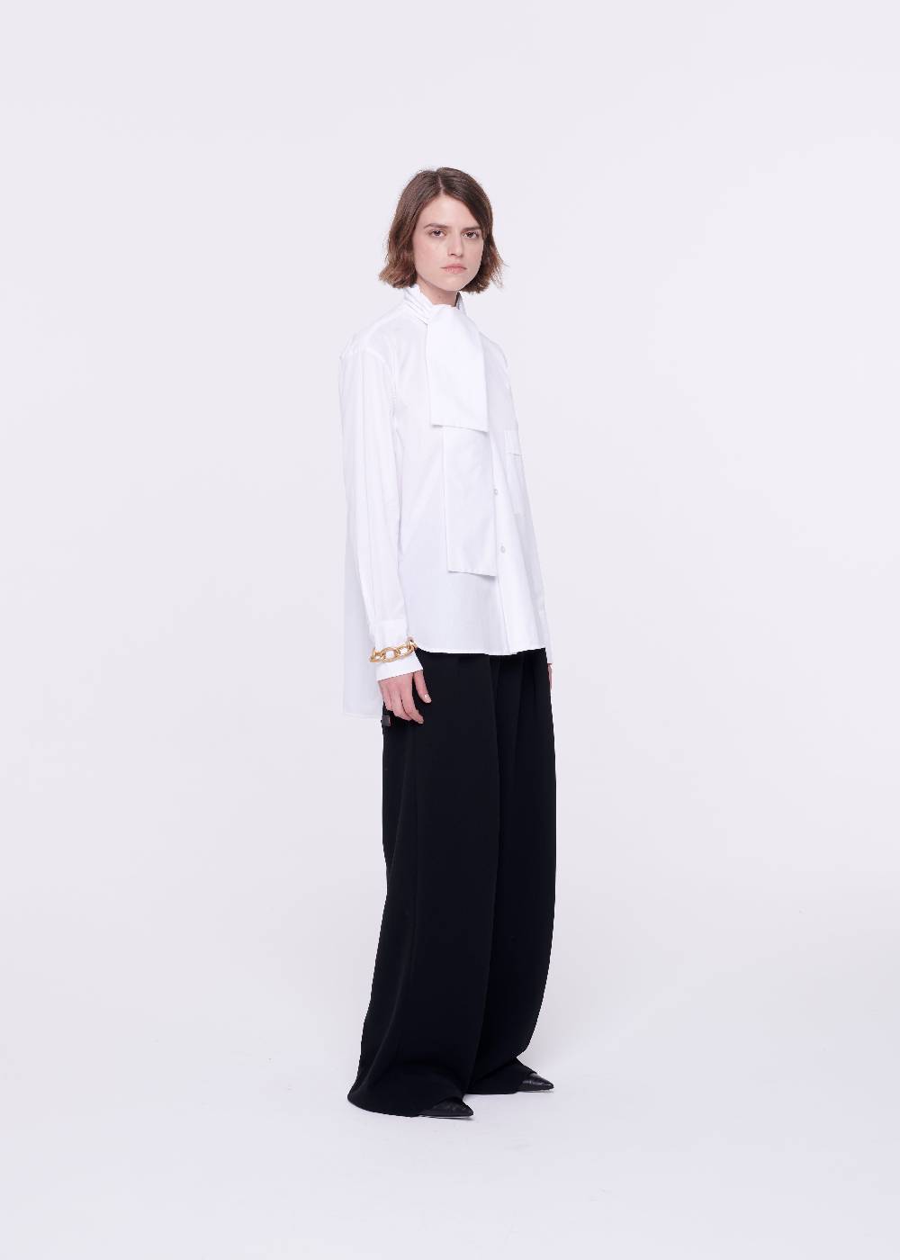 Plan C CAMICIA BIANCA DI COTONE CON FOULARD Sconto