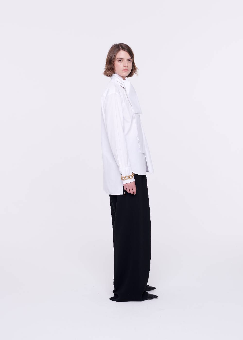Plan C CAMICIA BIANCA DI COTONE CON FOULARD Sconto