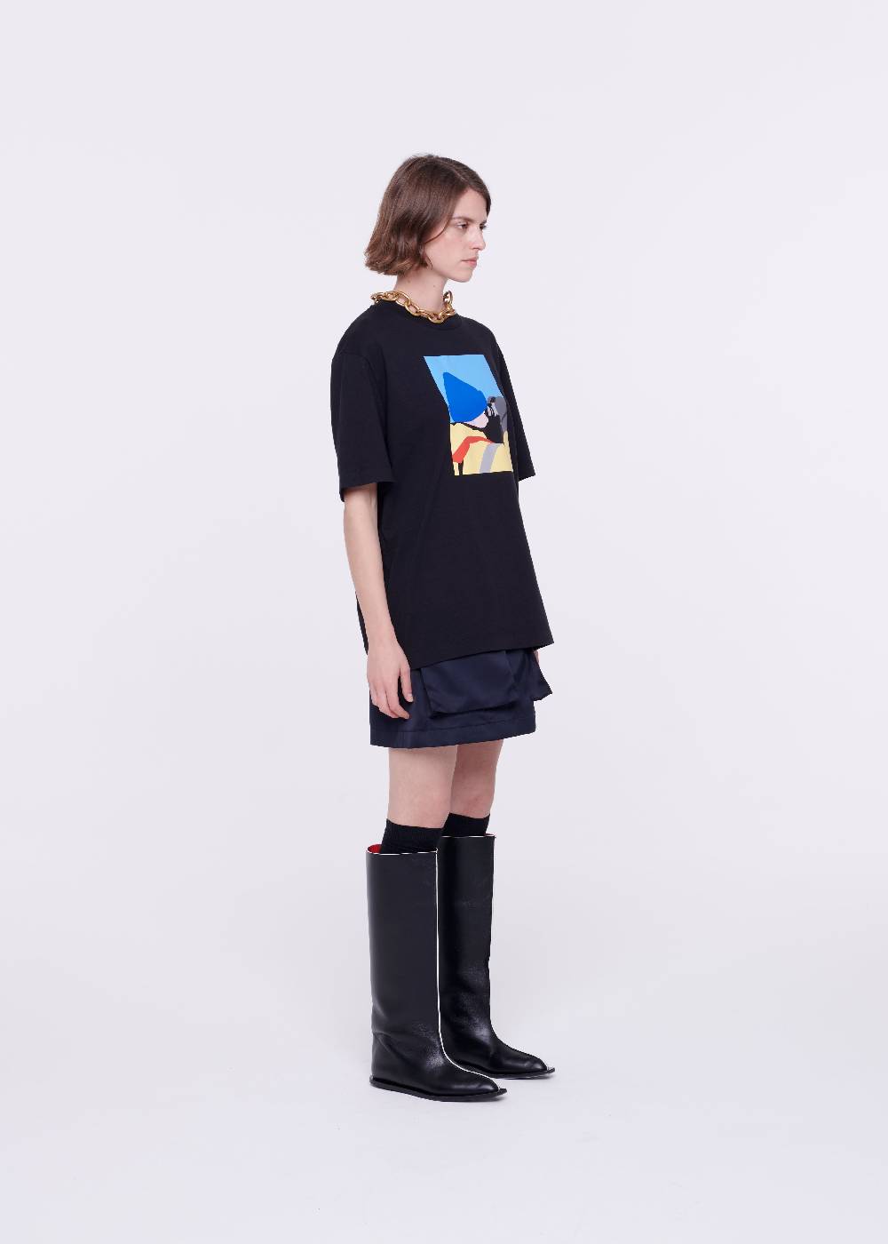 Plan C T-SHIRT NERA IN COTONE CON STAMPA Saldi