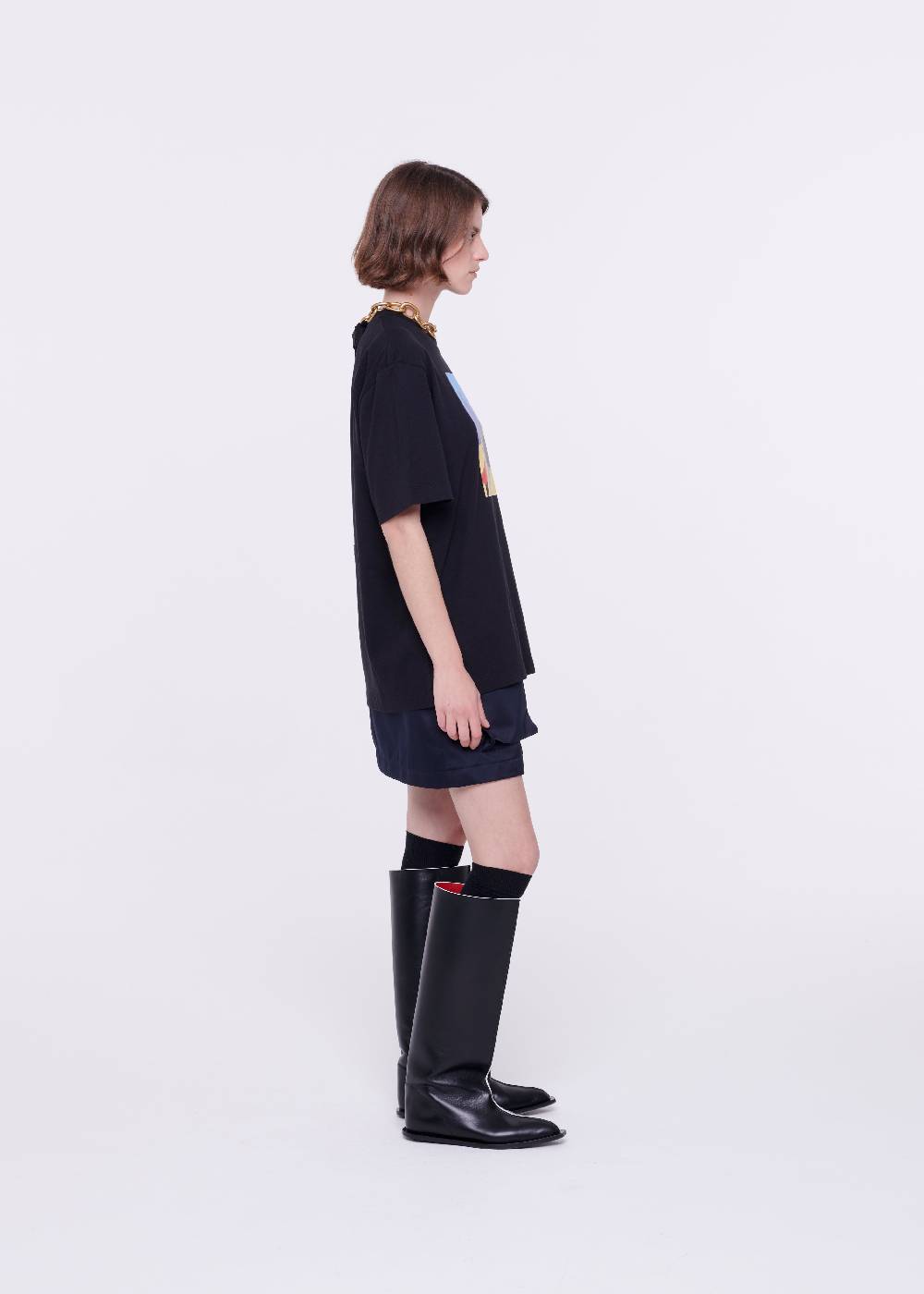 Plan C T-SHIRT NERA IN COTONE CON STAMPA Saldi