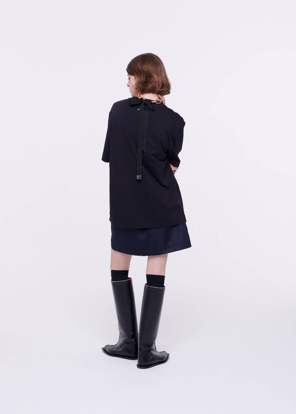 Plan C T-SHIRT NERA IN COTONE CON STAMPA Saldi