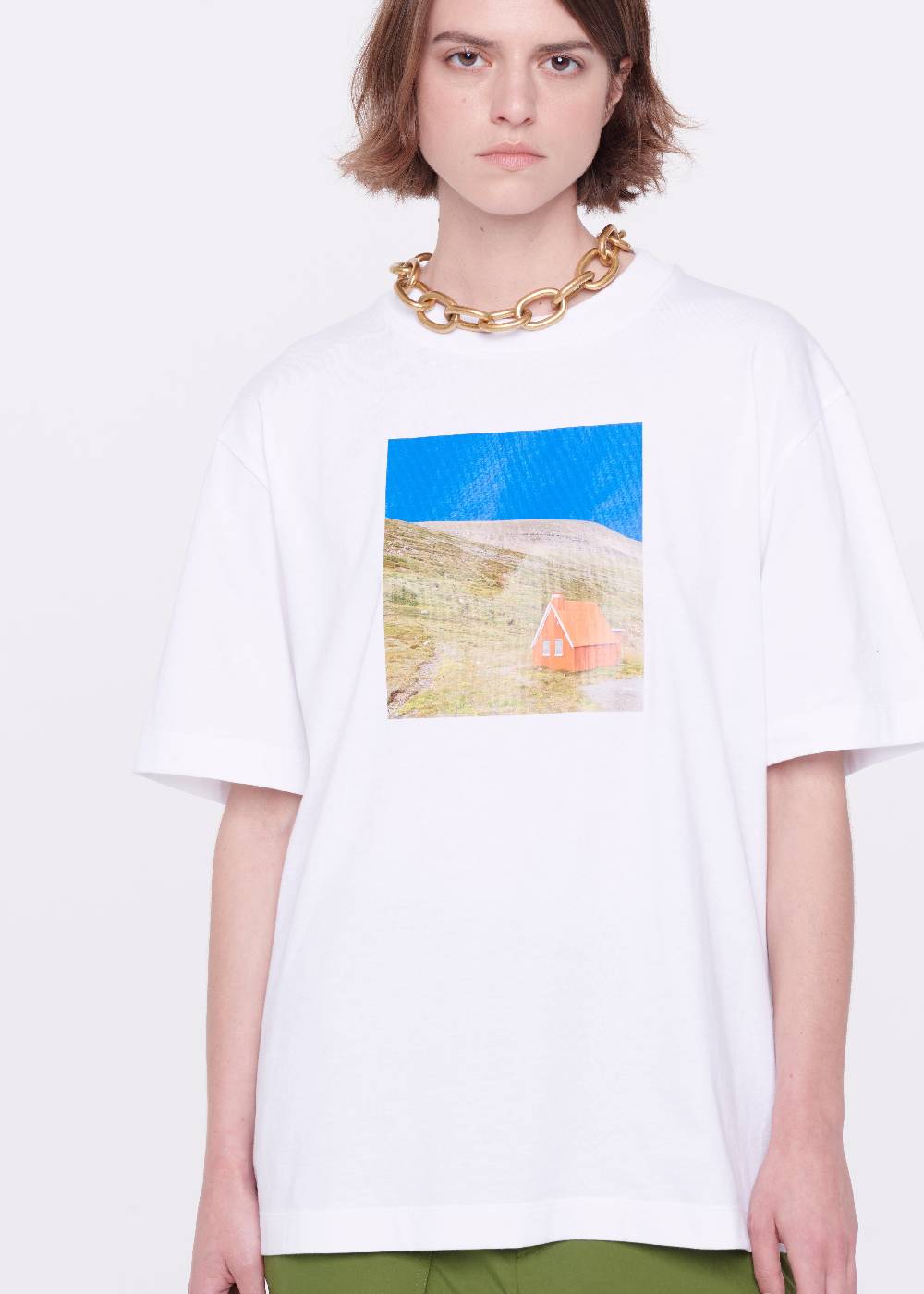 Plan C T-SHIRT BIANCA IN COTONE CON STAMPA Offerte