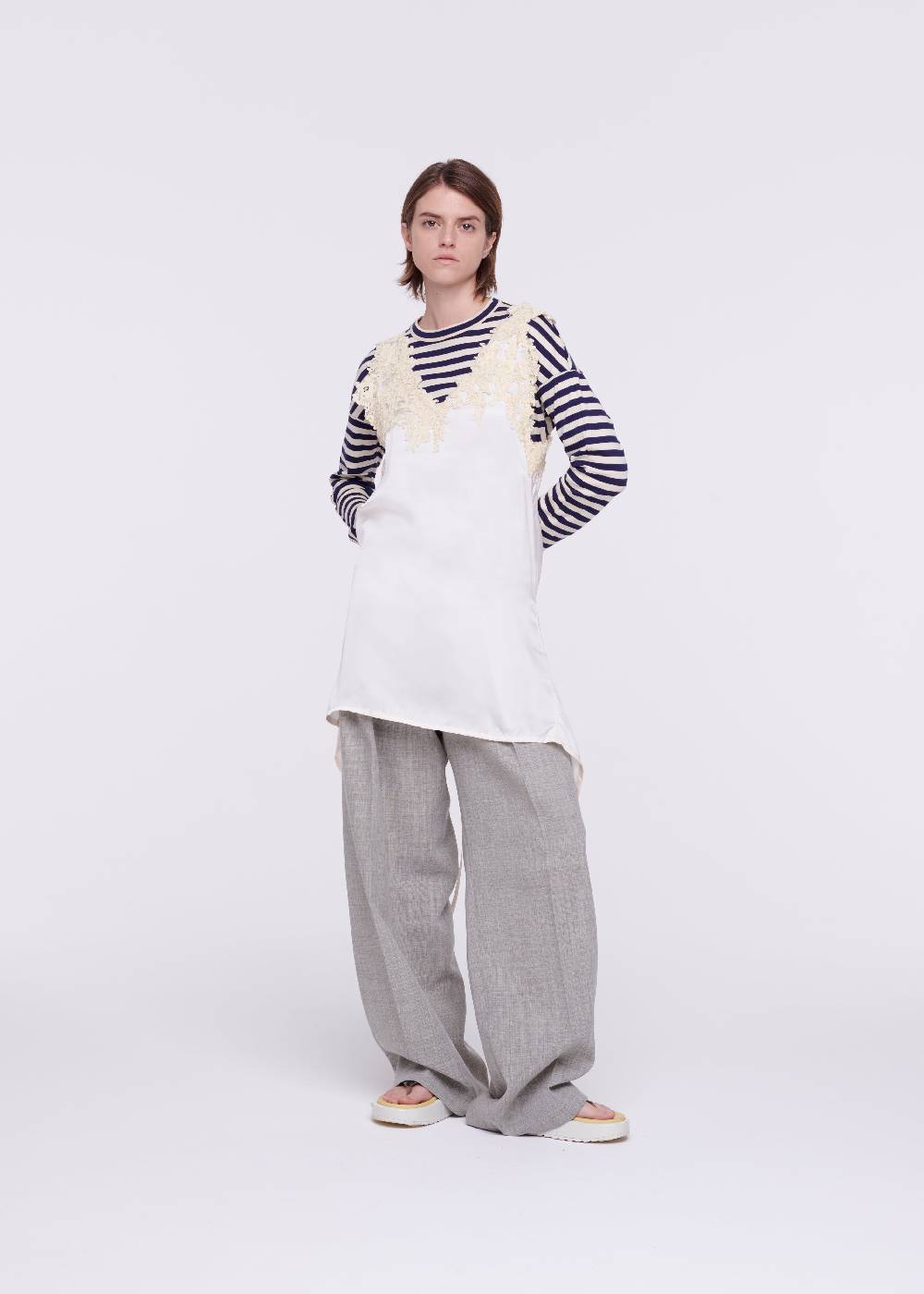 Plan C TOP IN RASO CON PIZZO Vendita Calda