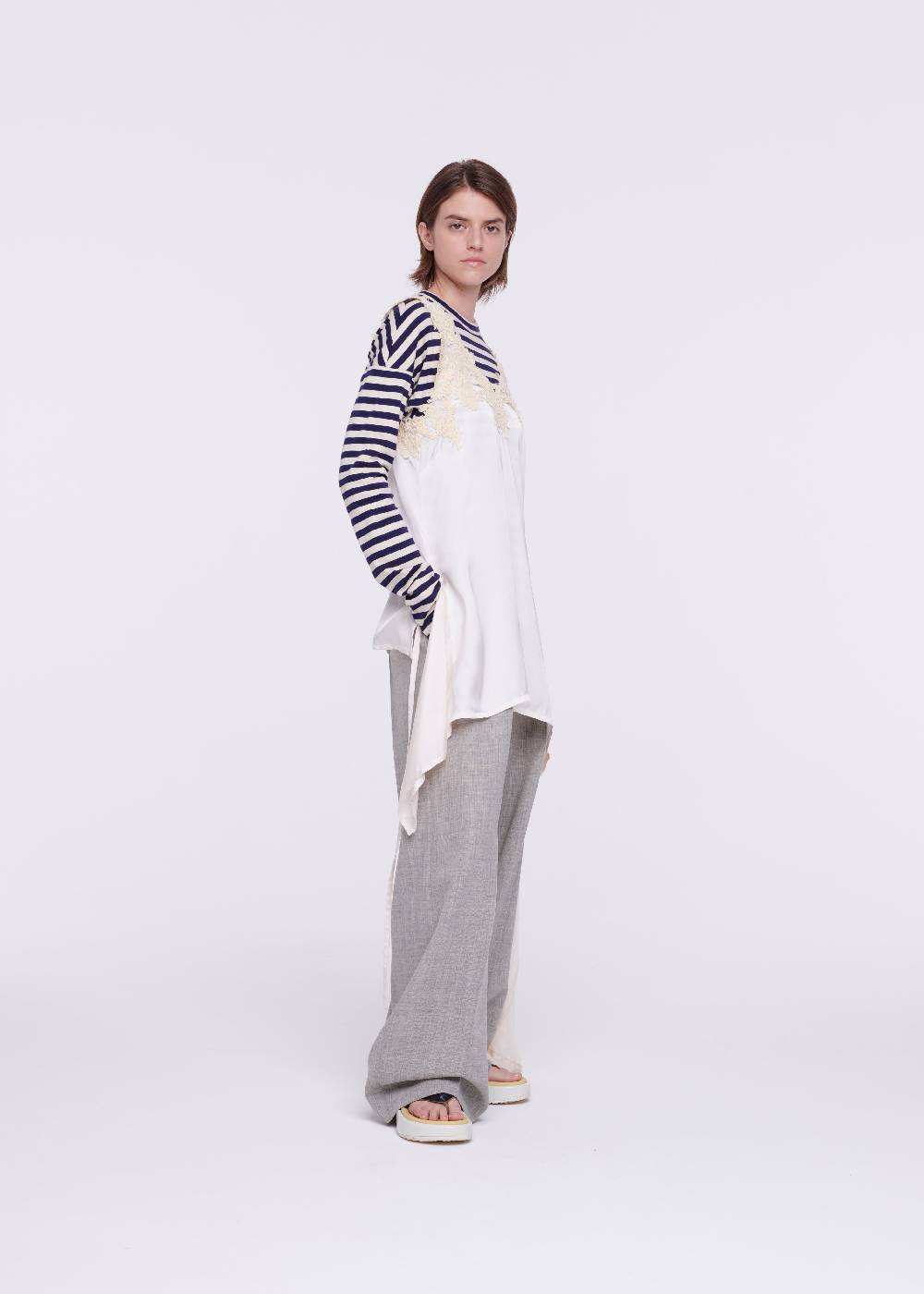 Plan C TOP IN RASO CON PIZZO Vendita Calda