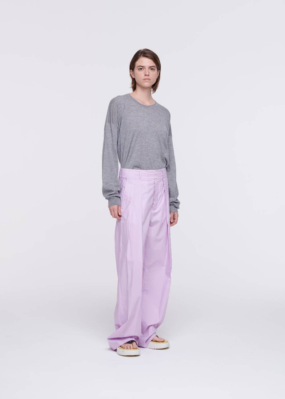 Plan C PANTALONI LILLA A GAMBA AMPIA Offerte esclusive