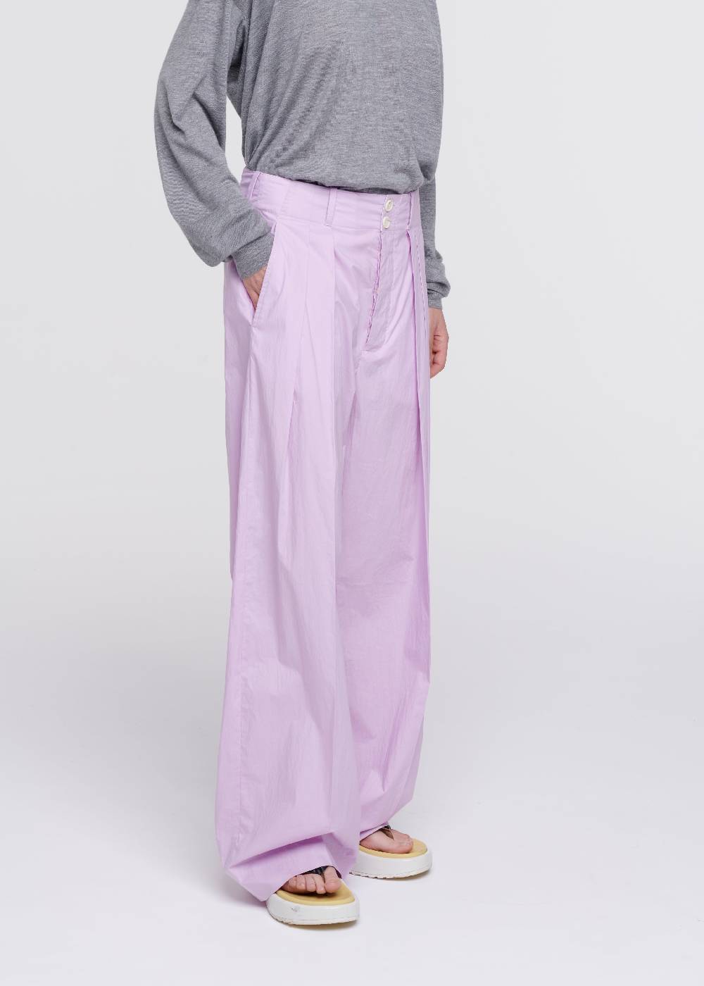 Plan C PANTALONI LILLA A GAMBA AMPIA Offerte esclusive