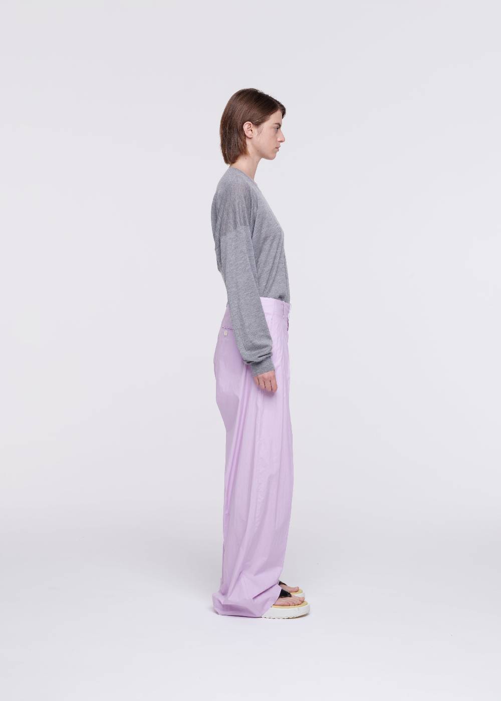 Plan C PANTALONI LILLA A GAMBA AMPIA Offerte esclusive