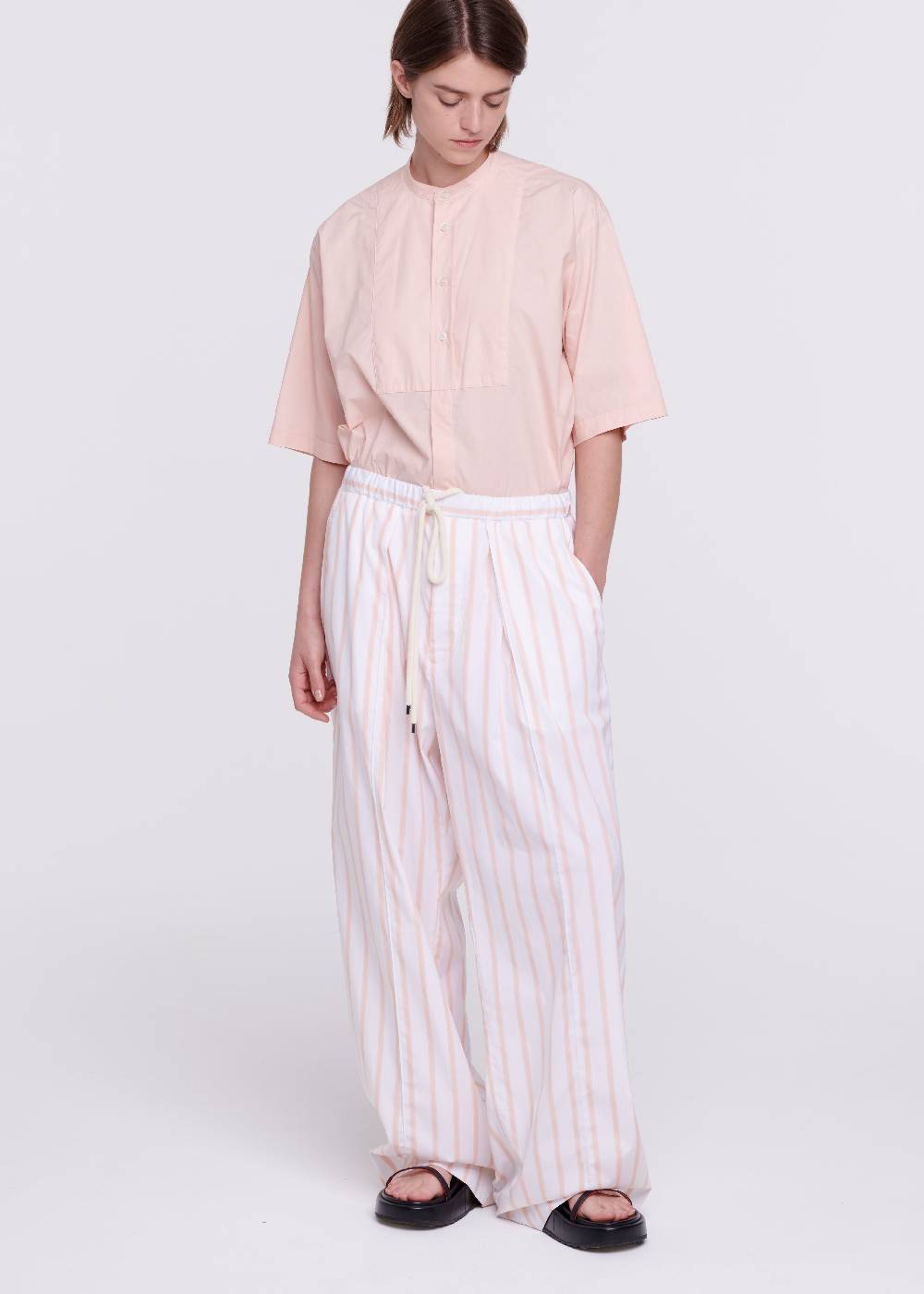Plan C PANTALONI A RIGHE ROSA CON COULISSE Negozio
