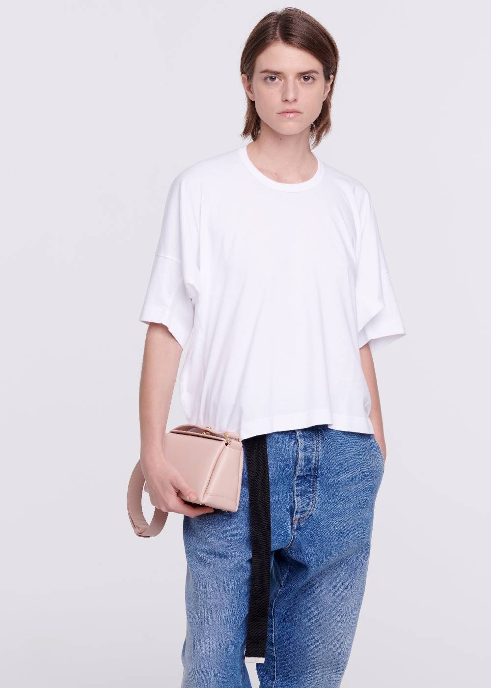 Plan C T-SHIRT BIANCA DRAPPEGGIATA IN COTONE 2025