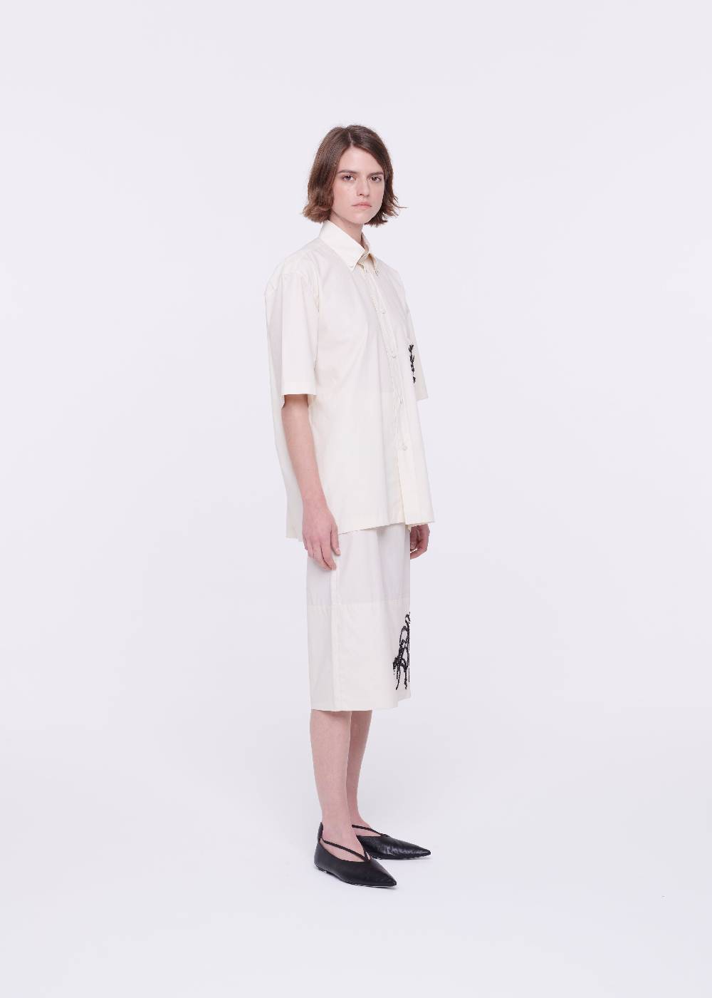 Plan C CAMICIA IN COTONE TECNICO CON RICAMO IN PAILLETTES Vendita