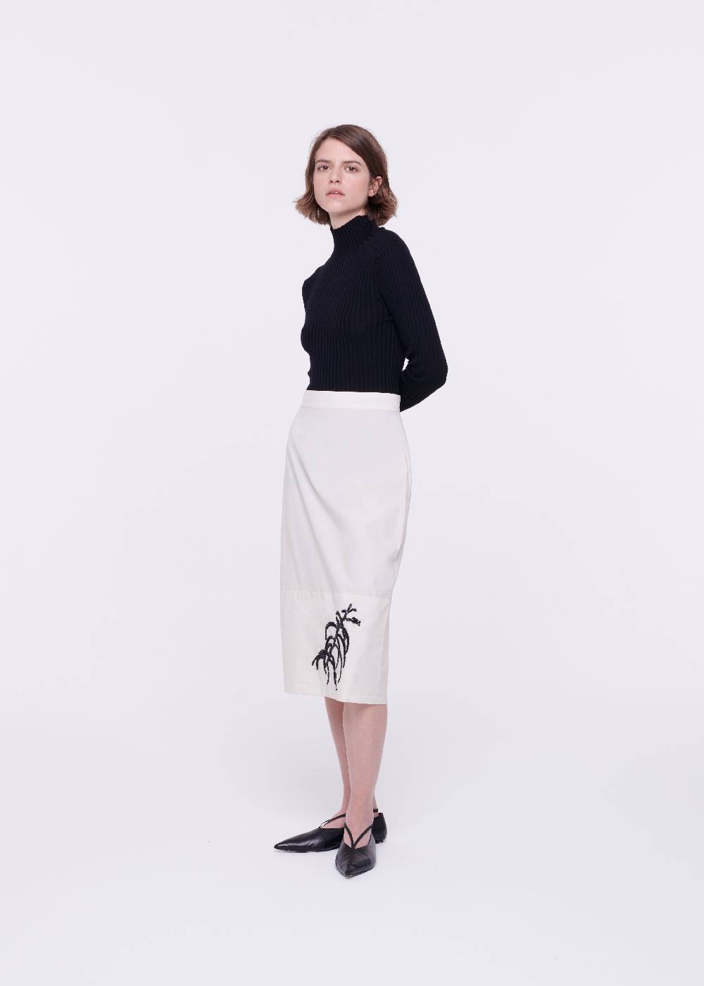Plan C GONNA MIDI IN COTONE TECNICO CON RICAMO IN PAILLETTES Super Saving Price