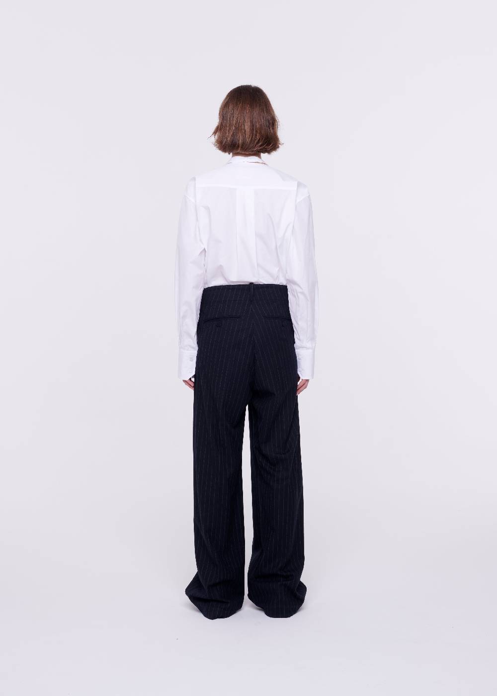 Plan C PANTALONI GESSATI A GAMBA AMPIA IN LANA Soddisfazione Garantita