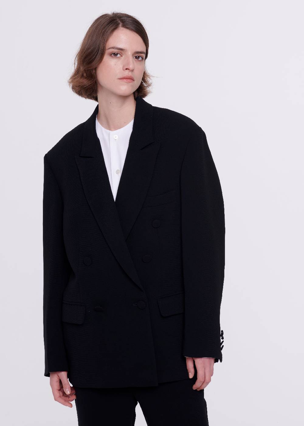 Plan C BLAZER DOPPIOPETTO IN CADY NERO ACQUISTA ORA