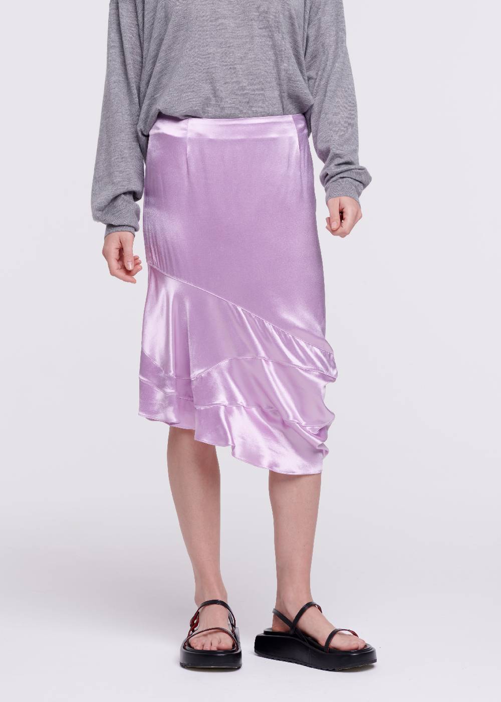 Plan C GONNA MIDI DRAPPEGGIATA IN RASO Shopping Online