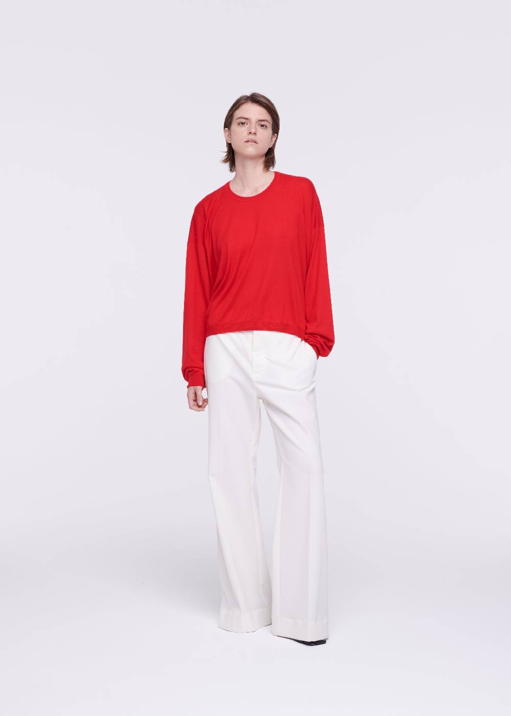 Plan C MAGLIONE ROSSO IN CASHMERE DRAPPEGGIATO Sottocosto