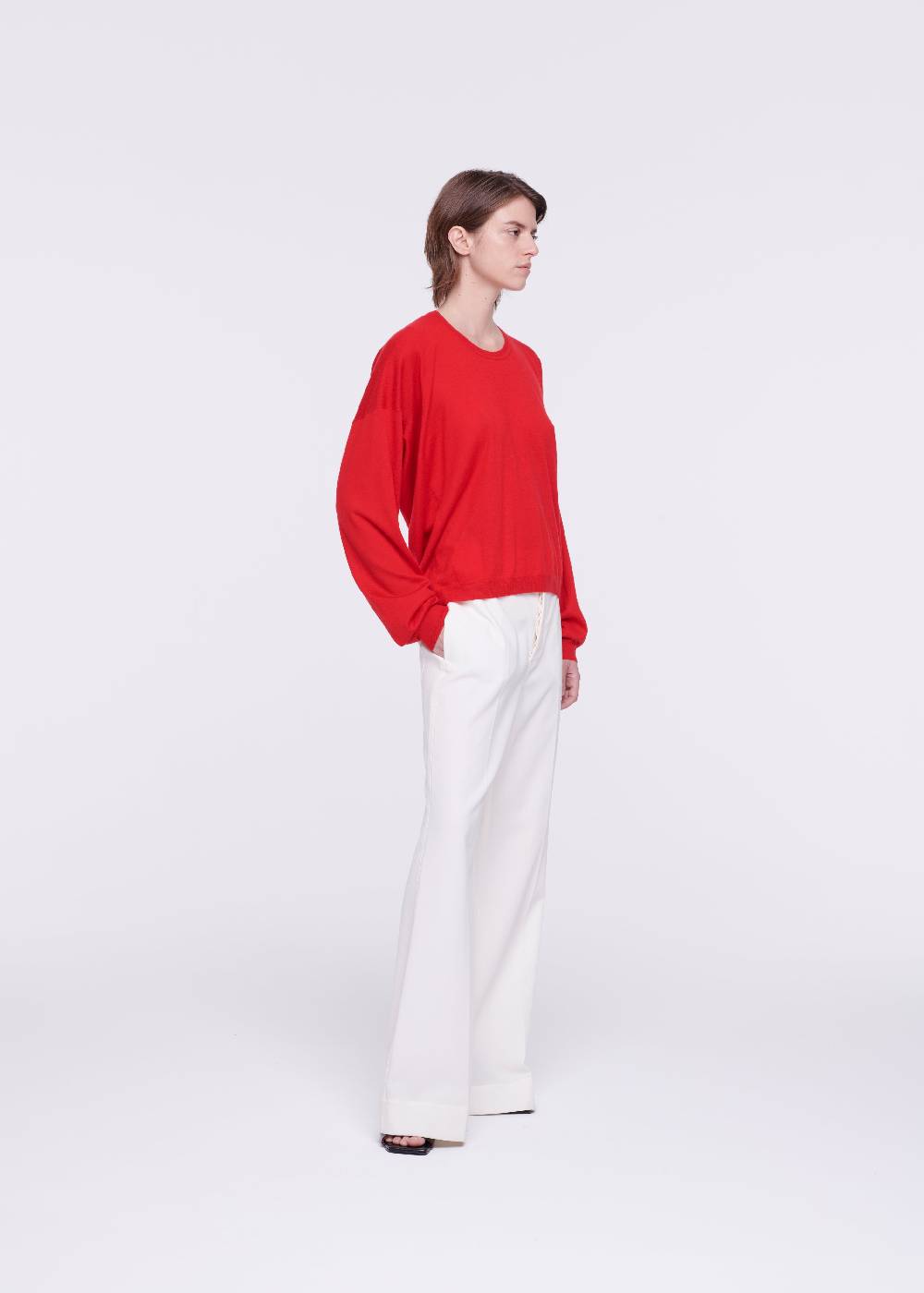 Plan C MAGLIONE ROSSO IN CASHMERE DRAPPEGGIATO Sottocosto