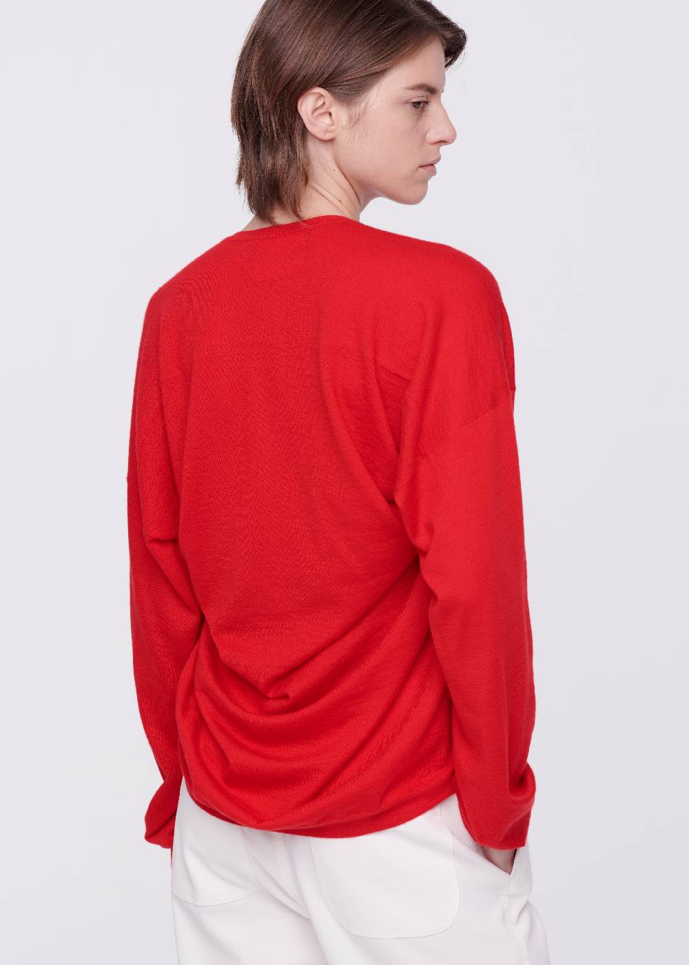 Plan C MAGLIONE ROSSO IN CASHMERE DRAPPEGGIATO Sottocosto
