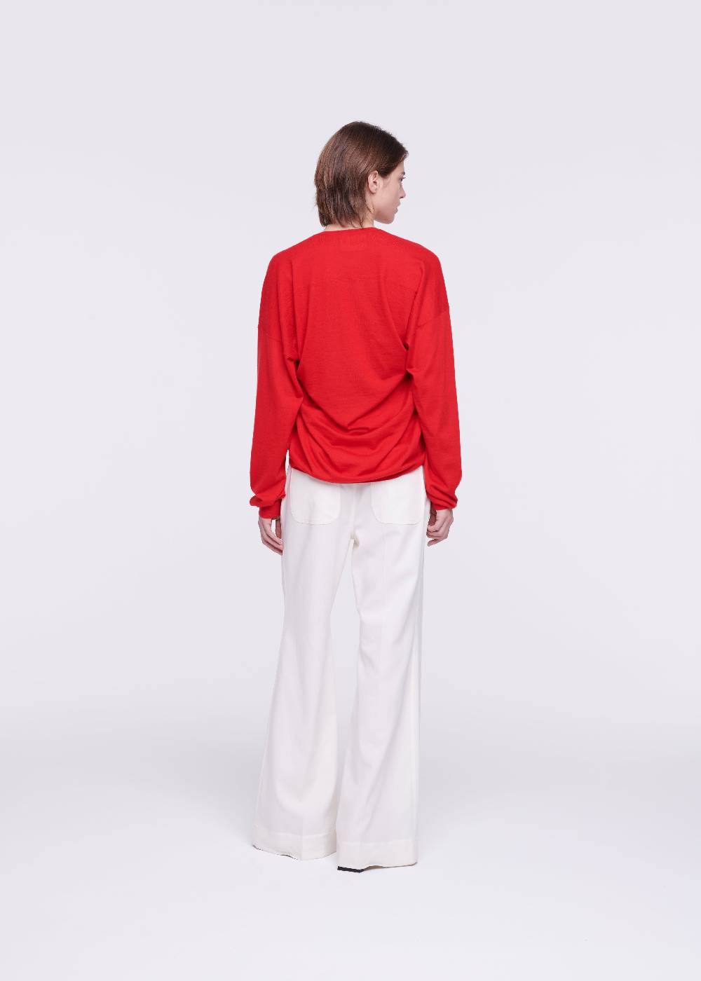 Plan C MAGLIONE ROSSO IN CASHMERE DRAPPEGGIATO Sottocosto