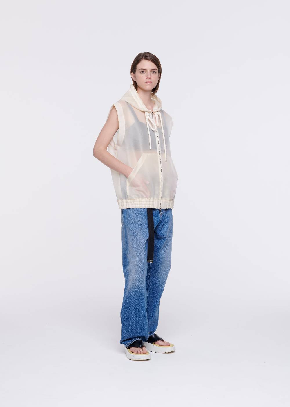Plan C GILET CON CAPPUCCIO IN ORGANZA Convenienza