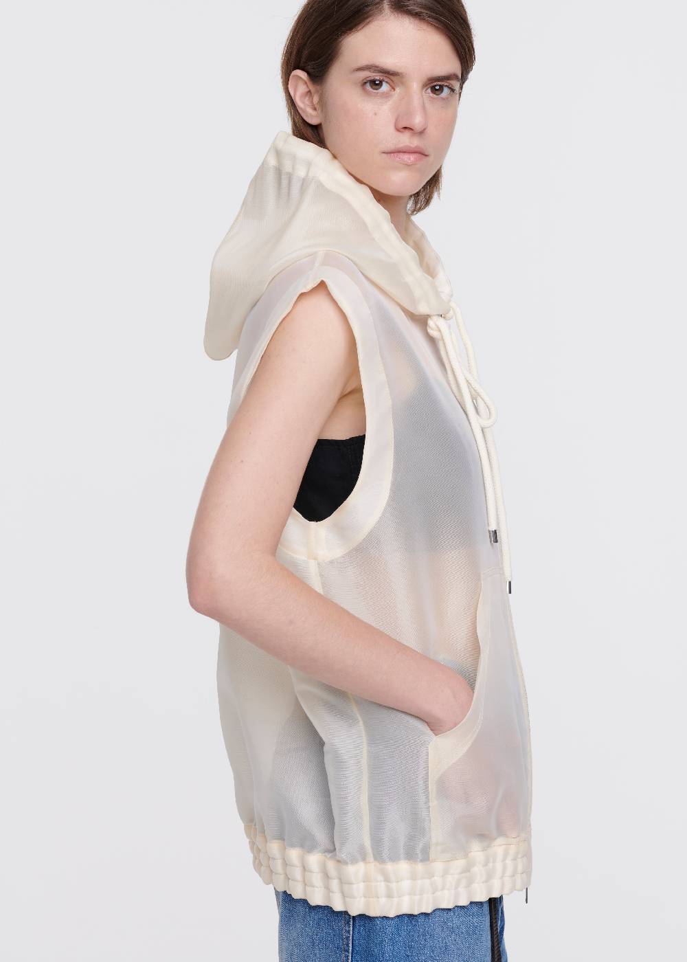Plan C GILET CON CAPPUCCIO IN ORGANZA Convenienza