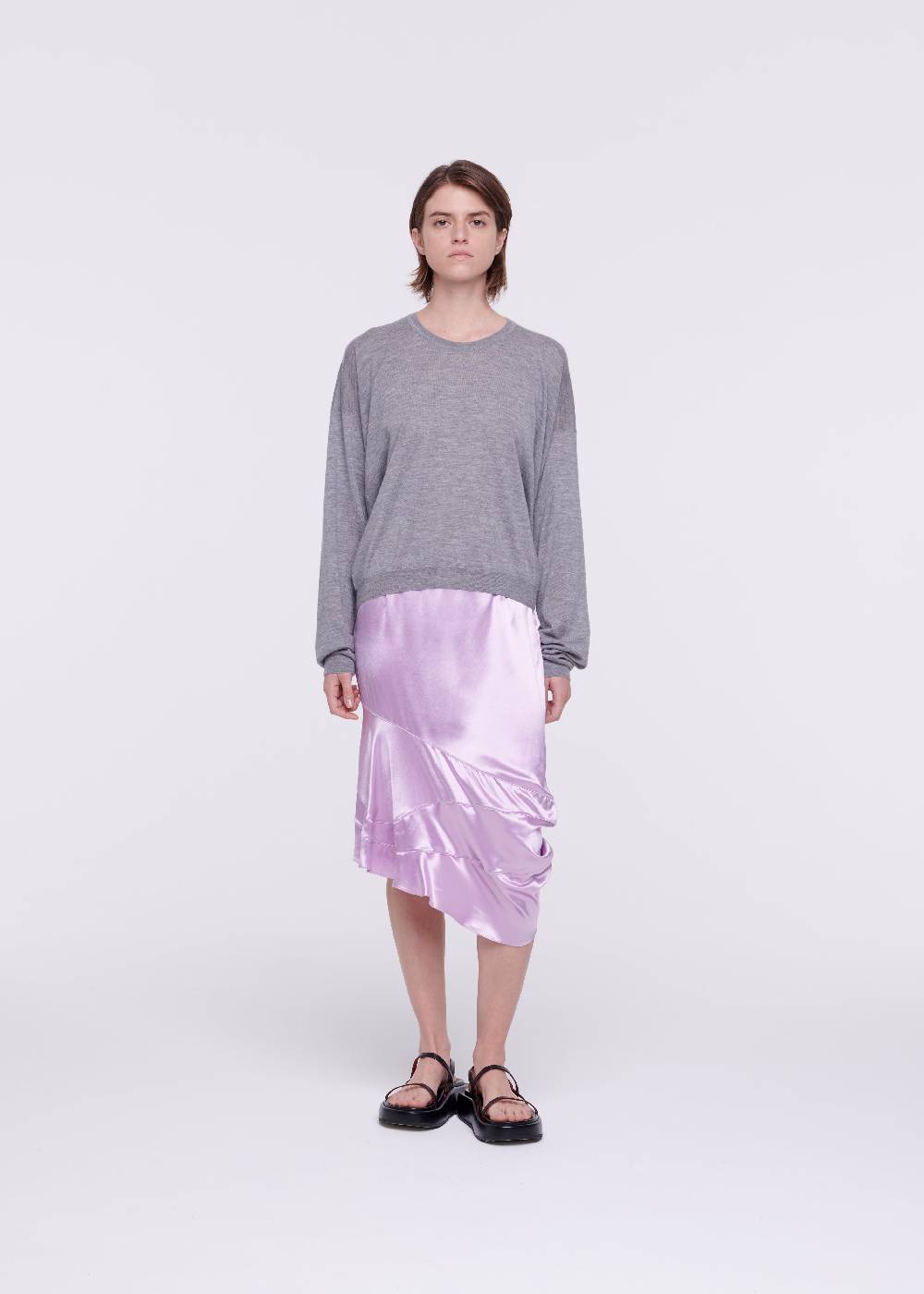Plan C MAGLIONE GRIGIO IN CASHMERE DRAPPEGGIATO Economico