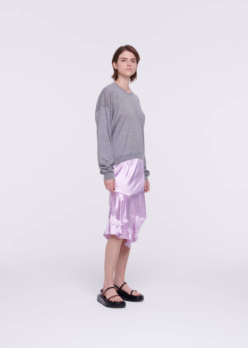 Plan C MAGLIONE GRIGIO IN CASHMERE DRAPPEGGIATO Economico